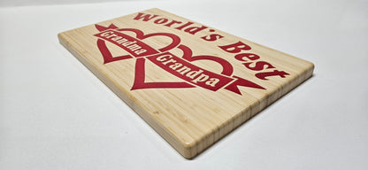 world's best grandma and grandpa plaque, side view