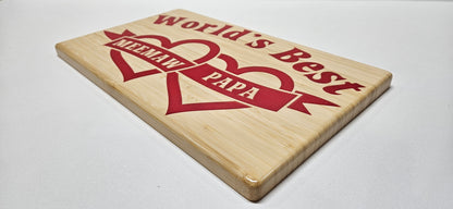 world's best meemaw and papa plaque, side view