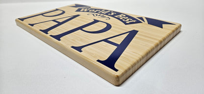 world's best papa plaque, world's best papa certificate, side view