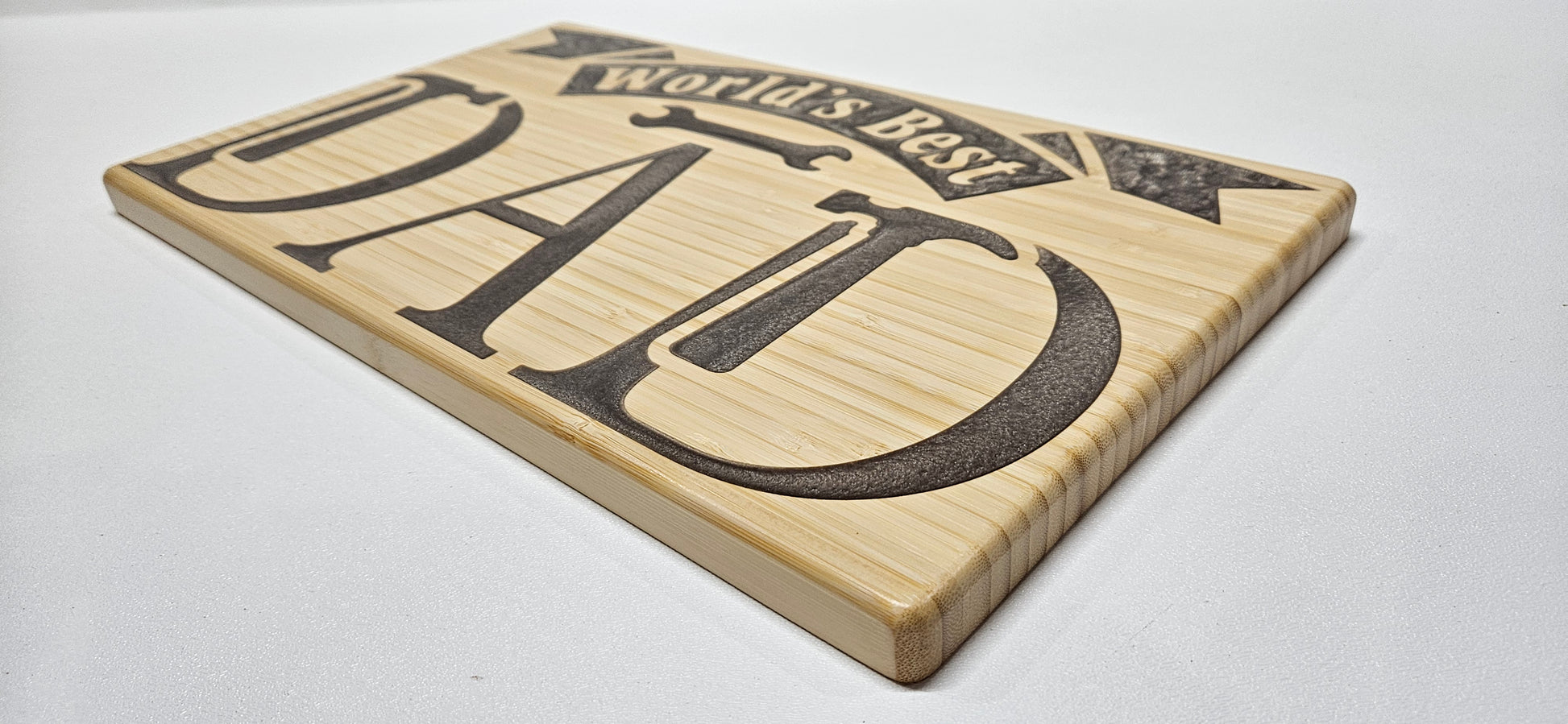 world's best dad plaque, tool design, side view