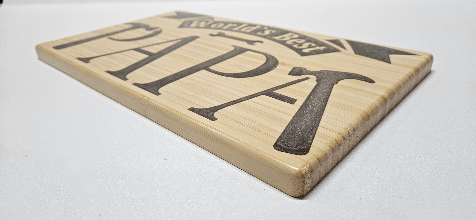 world's best papa plaque, world's best papa certificate, tool design, side view